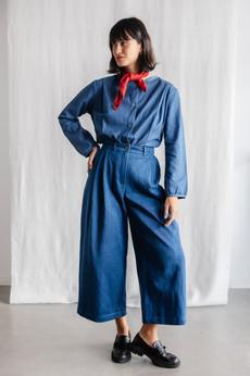 Organic cotton denim culottes Awa Denim via Jyoti - Fair Works