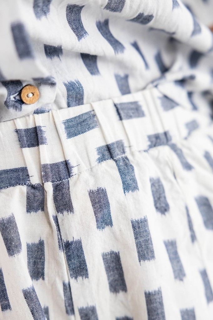 Organic Cotton Shorts Sitara Ikat White from Jyoti - Fair Works