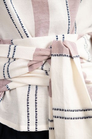 Cotton wrap shirt amaranth weave pattern old pink from Jyoti - Fair Works