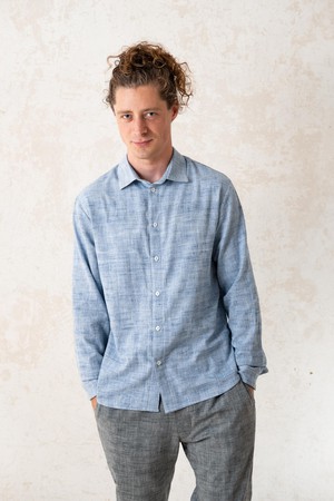 Cotton Slim-Fit Shirt Hilu Light Blue from Jyoti - Fair Works