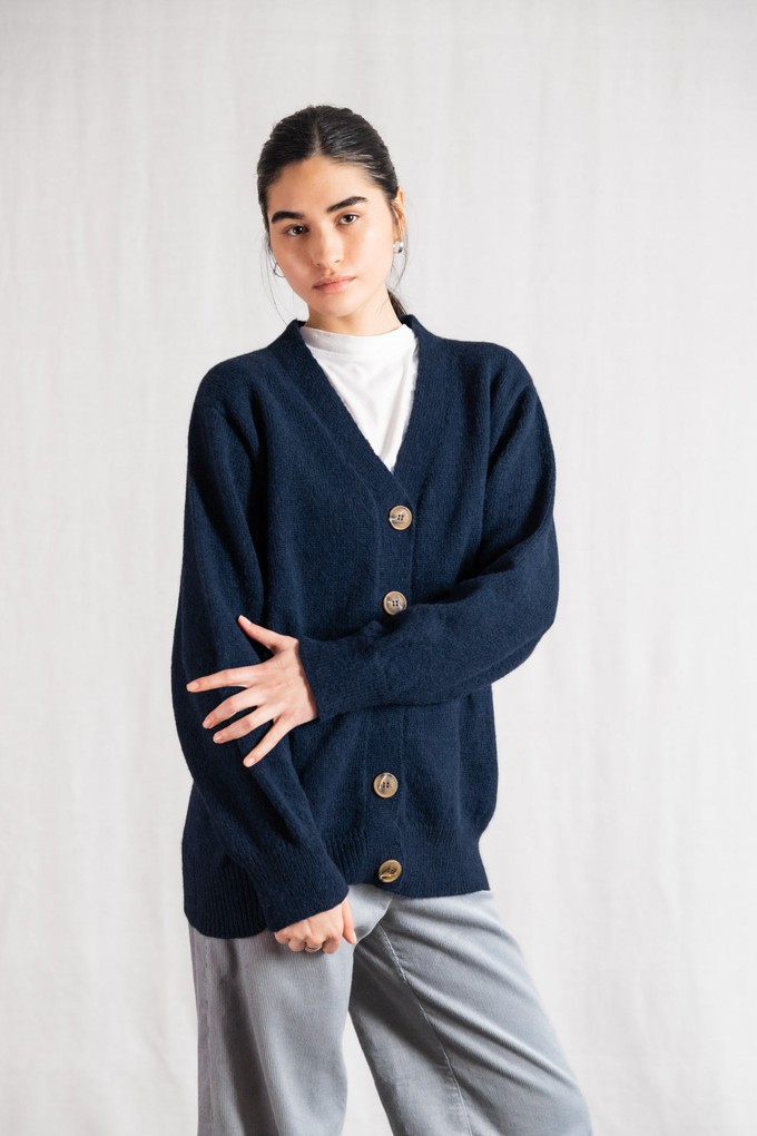 Baby Alpaca Knit Cardigan Iquitos Blue from Jyoti - Fair Works