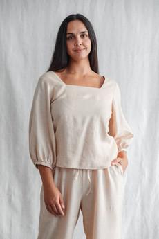 Hemp/Tencel Blouse Nalini Sand via Jyoti - Fair Works