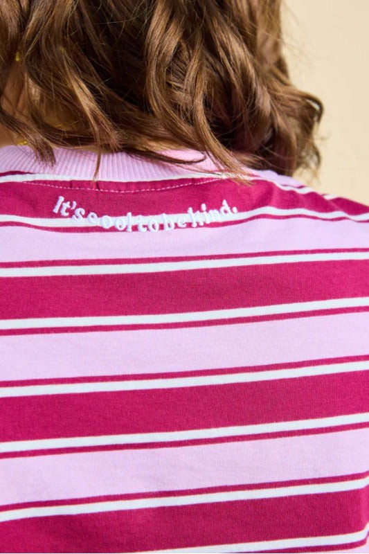 Popeia Organic Cotton Striped T-Shirt Aubergine/ Pink from Jyoti - Fair Works