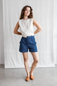 Organic cotton denim shorts Kusuma Denim via Jyoti - Fair Works