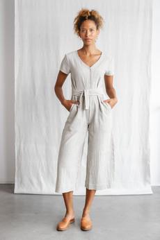 Cotton jumpsuit Amrita grey and white via Jyoti - Fair Works
