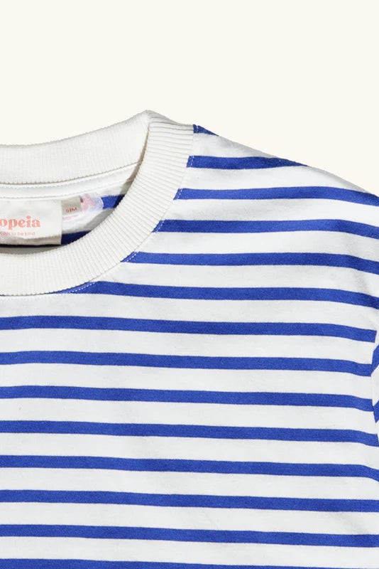 Popeia organic cotton T-shirt stripes blue/white from Jyoti - Fair Works