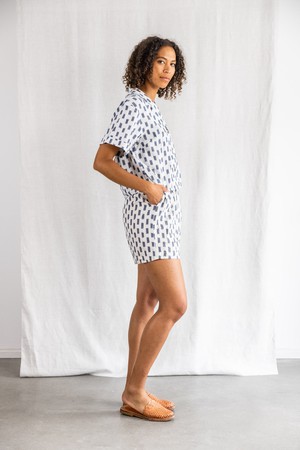 Organic Cotton Shorts Sitara Ikat White from Jyoti - Fair Works