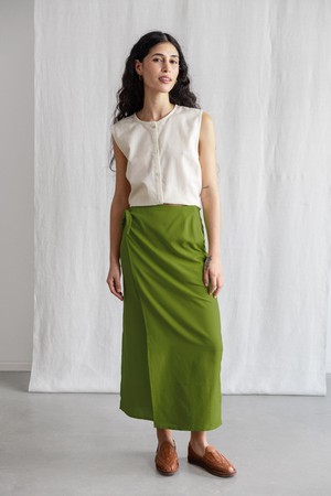 Organic Cotton Wrap Skirt Tanvi Basil from Jyoti - Fair Works