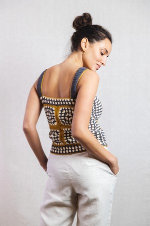 Organic cotton crochet top Sashi Blue from Jyoti - Fair Works