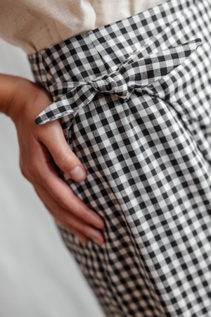 Organic cotton wrap skirt Tanvi checked from Jyoti - Fair Works