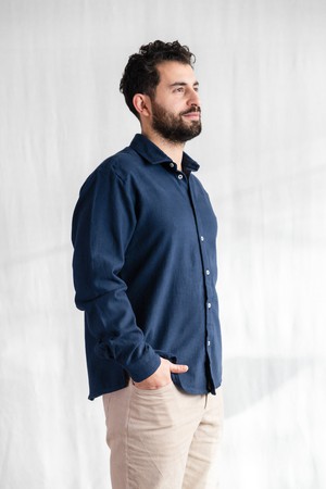 Organic Cotton Flannel Shirt Nakshita Gray-Blue from Jyoti - Fair Works