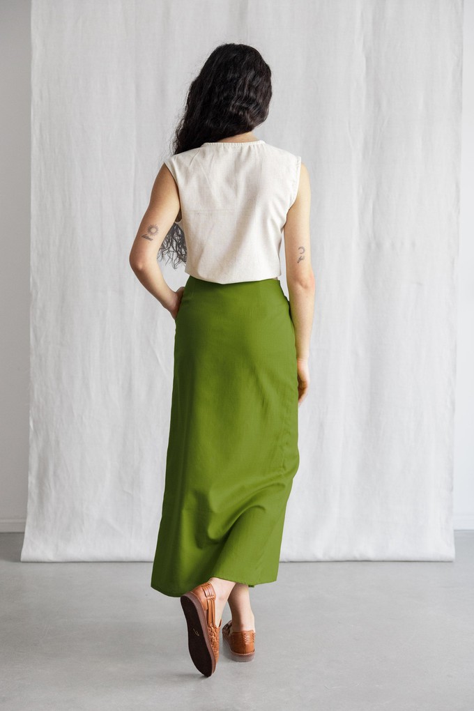Organic Cotton Wrap Skirt Tanvi Basil from Jyoti - Fair Works
