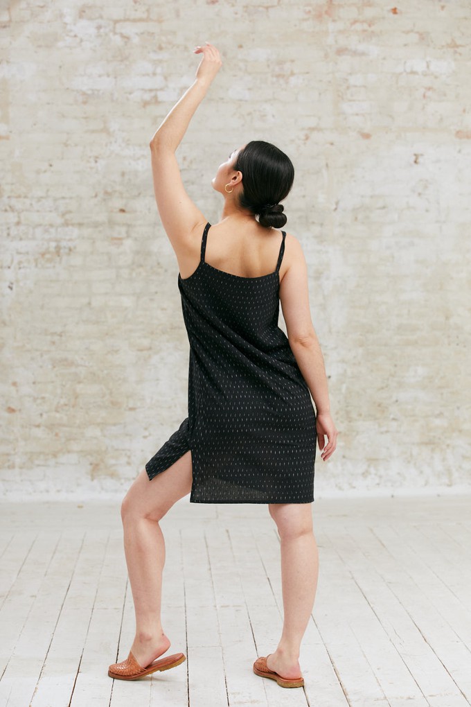 Organic Cotton Dress Renuka Ikat Black from Jyoti - Fair Works