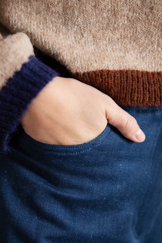 Baby alpaca knitted cardigan Sullana Colorblock Sand from Jyoti - Fair Works