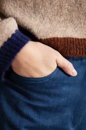 Baby alpaca knitted cardigan Sullana Colorblock Sand from Jyoti - Fair Works