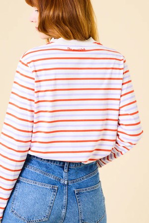 Popeia organic cotton long-sleeved striped shirt in red/purple/white from Jyoti - Fair Works