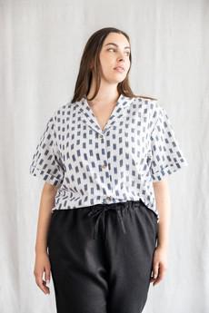 Organic Cotton Blouse Avani Ikat White via Jyoti - Fair Works