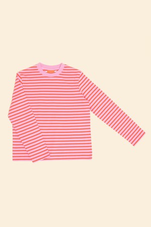 Popeia organic cotton long-sleeved striped shirt in pink/red from Jyoti - Fair Works