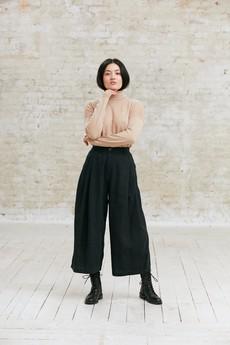 Hemp/Tencel Culotte Awa Black via Jyoti - Fair Works