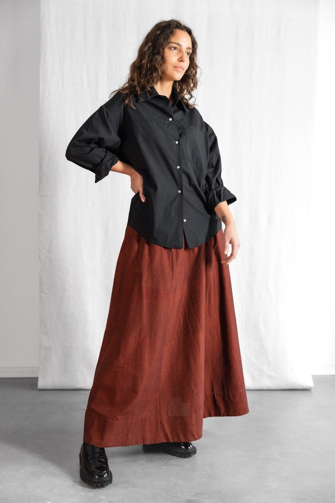 Organic cotton maxi skirt Jharna Rum-Raisin from Jyoti - Fair Works