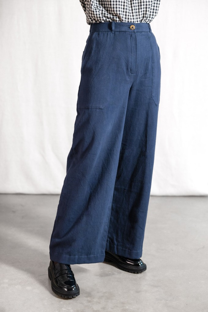 Organic cotton trousers Santosh grey-blue from Jyoti - Fair Works