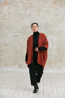 Cotton cardigan Prabhat mahogany via Jyoti - Fair Works