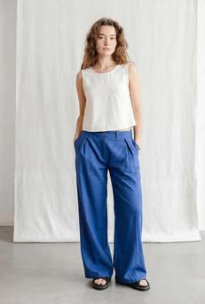 Organic cotton trousers Meghana cobalt blue via Jyoti - Fair Works