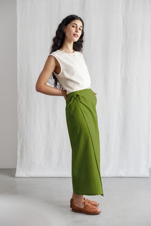 Organic Cotton Wrap Skirt Tanvi Basil from Jyoti - Fair Works