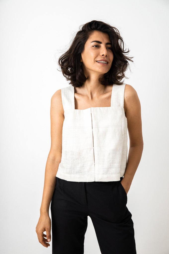 Peace Silk Top Saagar Cream White from Jyoti - Fair Works
