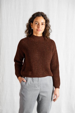 Baby Alpaca Turtleneck Knit Sweater Tacna Chocolate from Jyoti - Fair Works