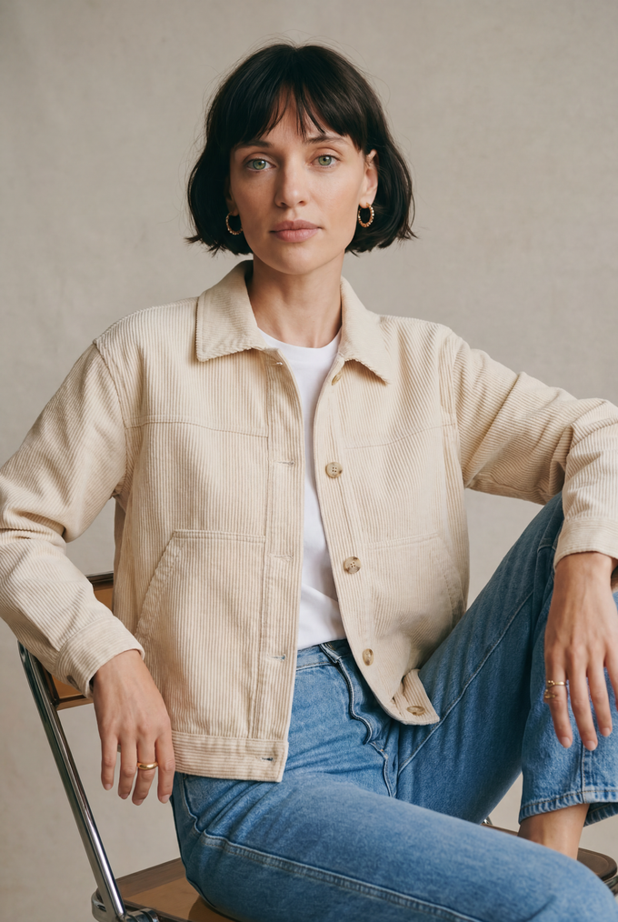 Organic Cotton Corduroy Jacket Nariyal Beige from Jyoti - Fair Works