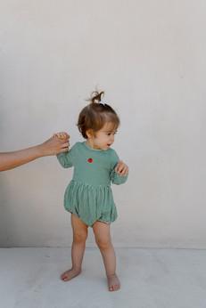 PICCOLA MIA Baby Romper  ‧  Vichy Green via Kaly Ora