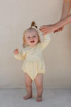 PICCOLA MIA Baby Romper  ‧  Lemon via Kaly Ora