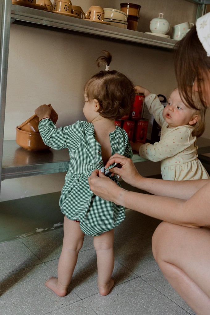 PICCOLA MIA Baby Romper  ‧  Vichy Green from Kaly Ora
