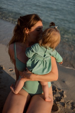 PICCOLA MIA Baby Romper  ‧  Vichy Green from Kaly Ora