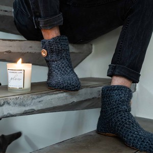 Charcoal Wool Bamboo Bootie Slippers from Kingdom of Wow!