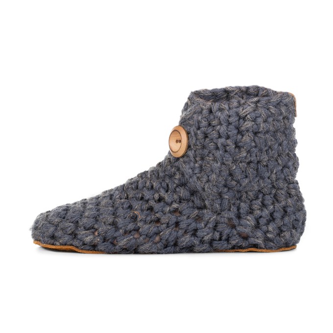 Extra Chunky Bamboo Wool Bootie Slippers in Charcoal from Kingdom of Wow!