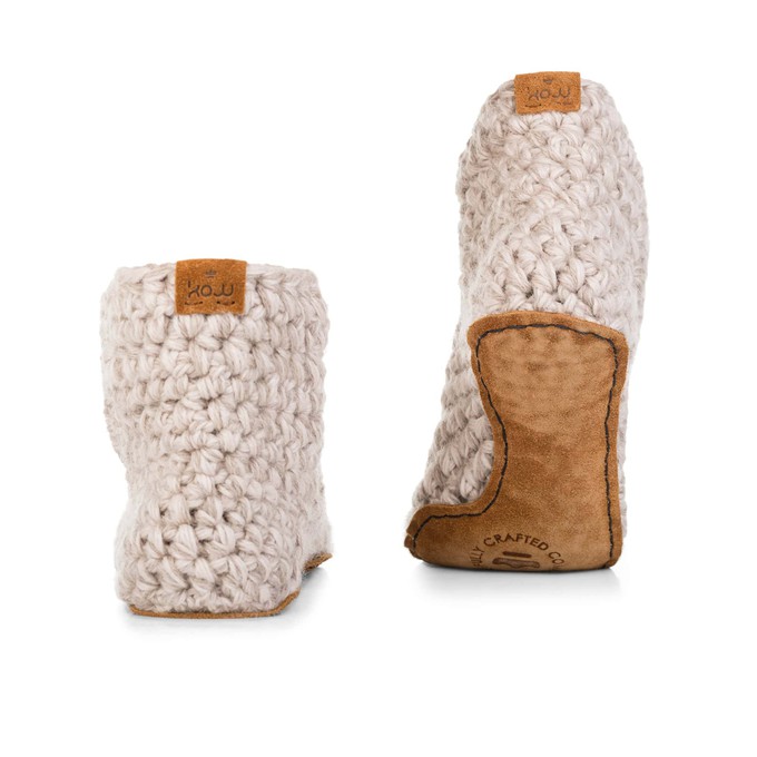Extra Chunky Bamboo Wool Bootie Slippers in Chai from Kingdom of Wow!