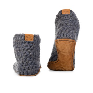 Extra Chunky Bamboo Wool Bootie Slippers in Charcoal from Kingdom of Wow!