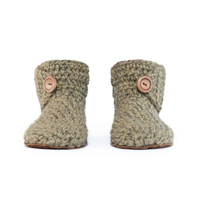 Winter Moss Wool Bamboo Bootie Slippers from Kingdom of Wow!