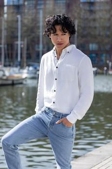 ENDA POCKET | OPTICAL WHITE LINEN via Kings of Indigo