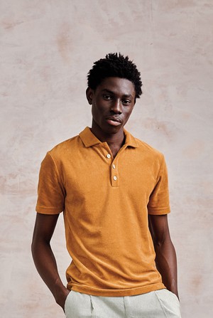 OLLIE - Organic Cotton Blend Terry Polo - Golden Brown from KOMODO