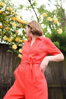 AMARIE Tencel Linen Jumpsuit - Coral via KOMODO