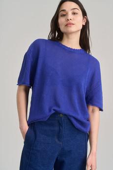 STEVIE Organic Linen Blend Tee - Blue via KOMODO