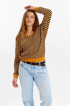 CLOVER Organic Cotton Pointelle Jumper - Mustard from KOMODO
