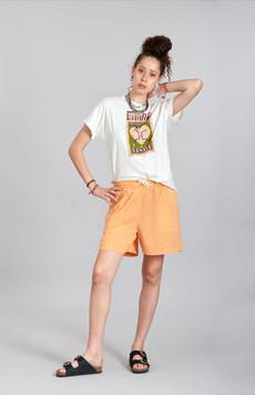 LEAH - Organic Cotton Embroidery Shorts Cantaloupe via KOMODO