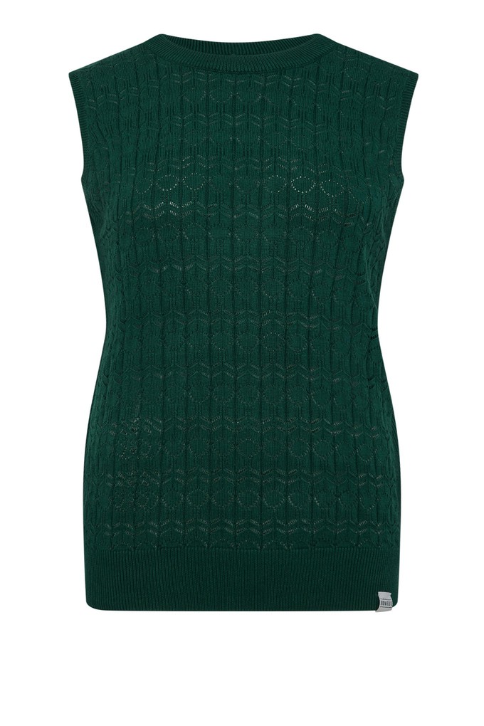 MILA - Organic Cotton Pointelle Knit Vest Dark Green from KOMODO