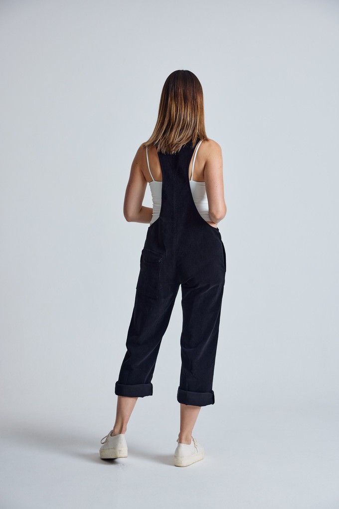 MARY-LOU Black - Organic Cotton Dungaress by Flax & Loom from KOMODO
