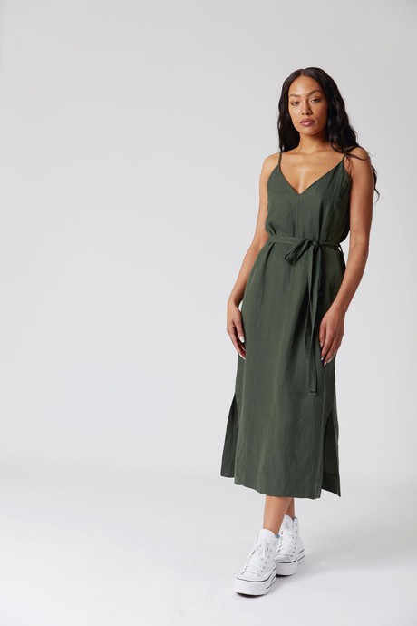 IMAN Tencel Linen Slip Dress Mountain Green from KOMODO