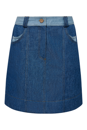 MARGOT - Cotton Blue Patchwork Skirt from KOMODO